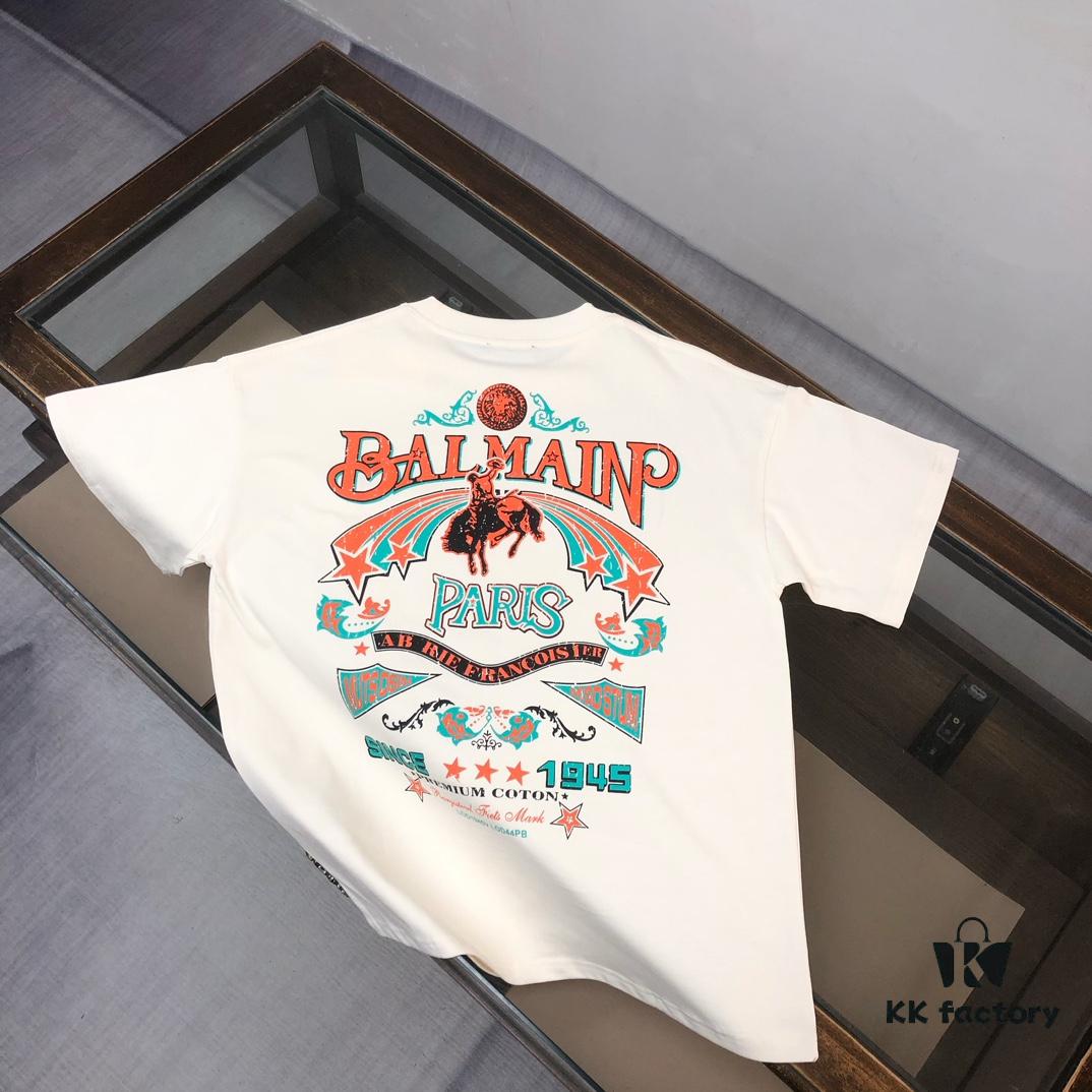 6931a4d7ccd8ab3d7af99275 BALMAIN 2025 SS Collection Round Neck Short Sleeve T-Shirt – Same Design as Official Counter, Front and Back Custom Logo, Exclusive Fabric, Thick Board 3D Construction
