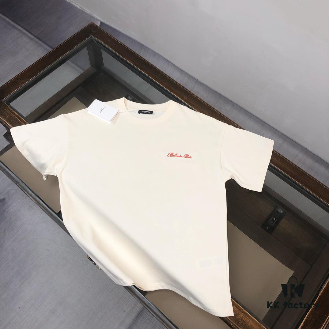 6931a4d7ccd8ab3d7af99276 BALMAIN 2025 SS Collection Round Neck Short Sleeve T-Shirt – Same Design as Official Counter, Front and Back Custom Logo, Exclusive Fabric, Thick Board 3D Construction
