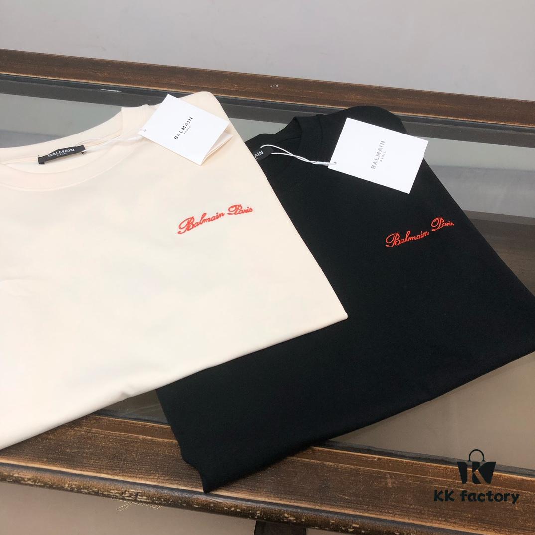 6931a4d7ccd8ab3d7af99277 BALMAIN 2025 SS Collection Round Neck Short Sleeve T-Shirt – Same Design as Official Counter, Front and Back Custom Logo, Exclusive Fabric, Thick Board 3D Construction