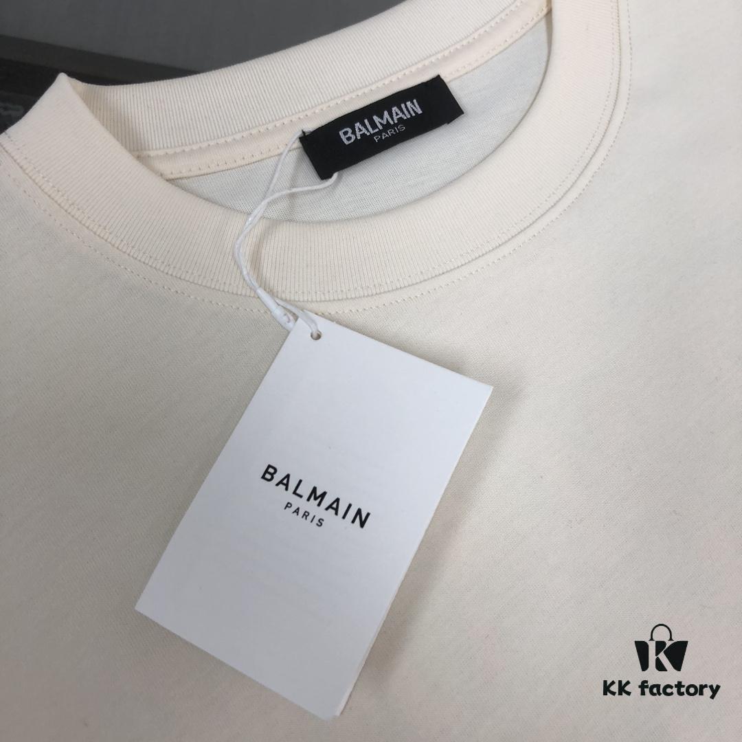 6931a4d8ccd8ab3d7af99279 BALMAIN 2025 SS Collection Round Neck Short Sleeve T-Shirt – Same Design as Official Counter, Front and Back Custom Logo, Exclusive Fabric, Thick Board 3D Construction