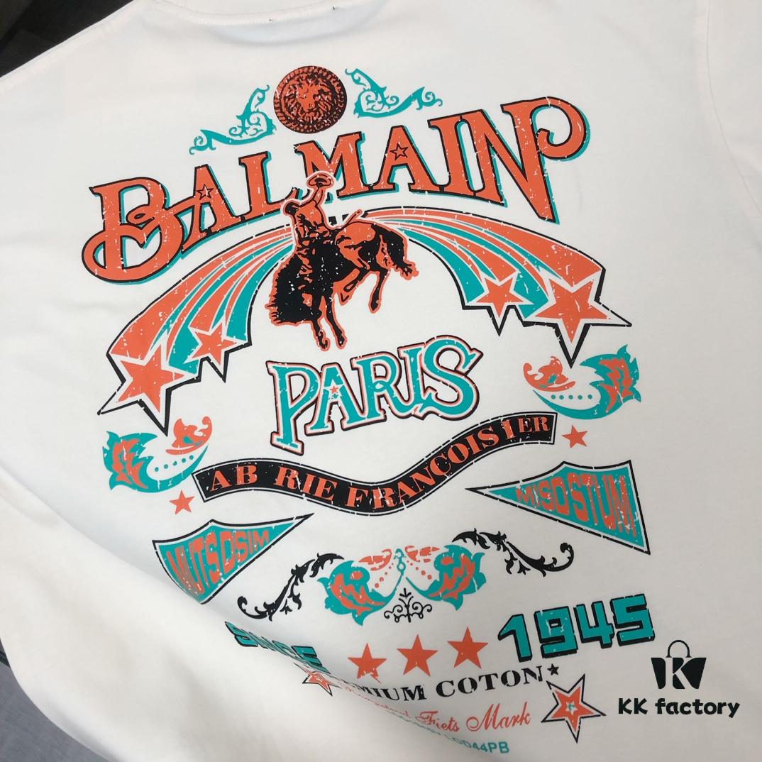 6931a4d8ccd8ab3d7af9927d BALMAIN 2025 SS Collection Round Neck Short Sleeve T-Shirt – Same Design as Official Counter, Front and Back Custom Logo, Exclusive Fabric, Thick Board 3D Construction