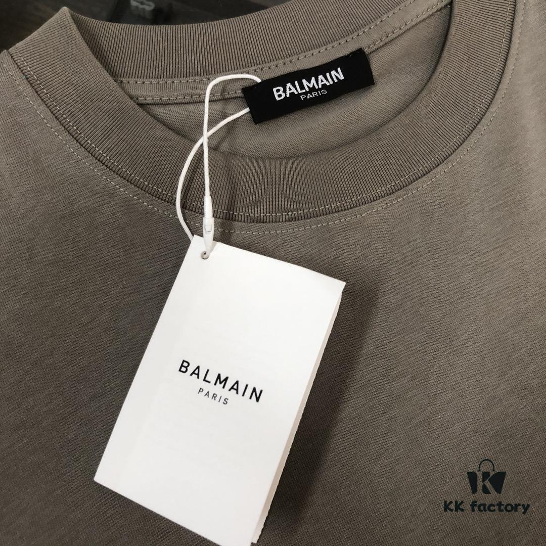 6931a4d9ccd8ab3d7af9928b BALMAIN 25SS Counterpart Round Neck Short Sleeve T-Shirt with Custom Embroidered Logo – Premium Heavyweight Cotton Fabric, Unisex Design