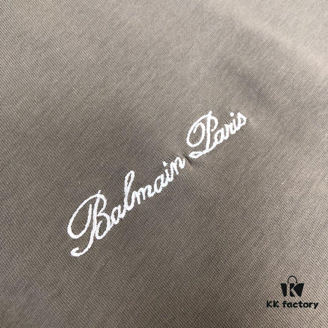 6931a4d9ccd8ab3d7af9928c BALMAIN 25SS Counterpart Round Neck Short Sleeve T-Shirt with Custom Embroidered Logo – Premium Heavyweight Cotton Fabric, Unisex Design