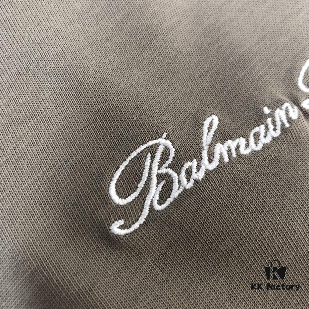 6931a4d9ccd8ab3d7af9928d BALMAIN 25SS Counterpart Round Neck Short Sleeve T-Shirt with Custom Embroidered Logo – Premium Heavyweight Cotton Fabric, Unisex Design