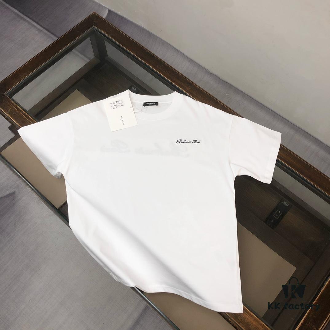 6931a4d9ccd8ab3d7af99290 BALMAIN 2025 SS Collection Counterpart Crew Neck Short Sleeve T-Shirt with Custom Embroidered Logo – Premium Heavyweight Cotton Fabric, Unisex Design