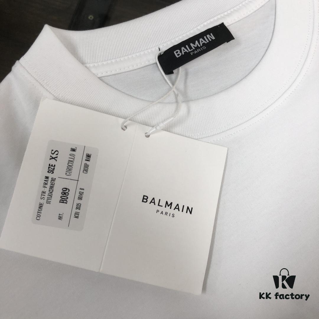 6931a4d9ccd8ab3d7af99294 BALMAIN 2025 SS Collection Counterpart Crew Neck Short Sleeve T-Shirt with Custom Embroidered Logo – Premium Heavyweight Cotton Fabric, Unisex Design