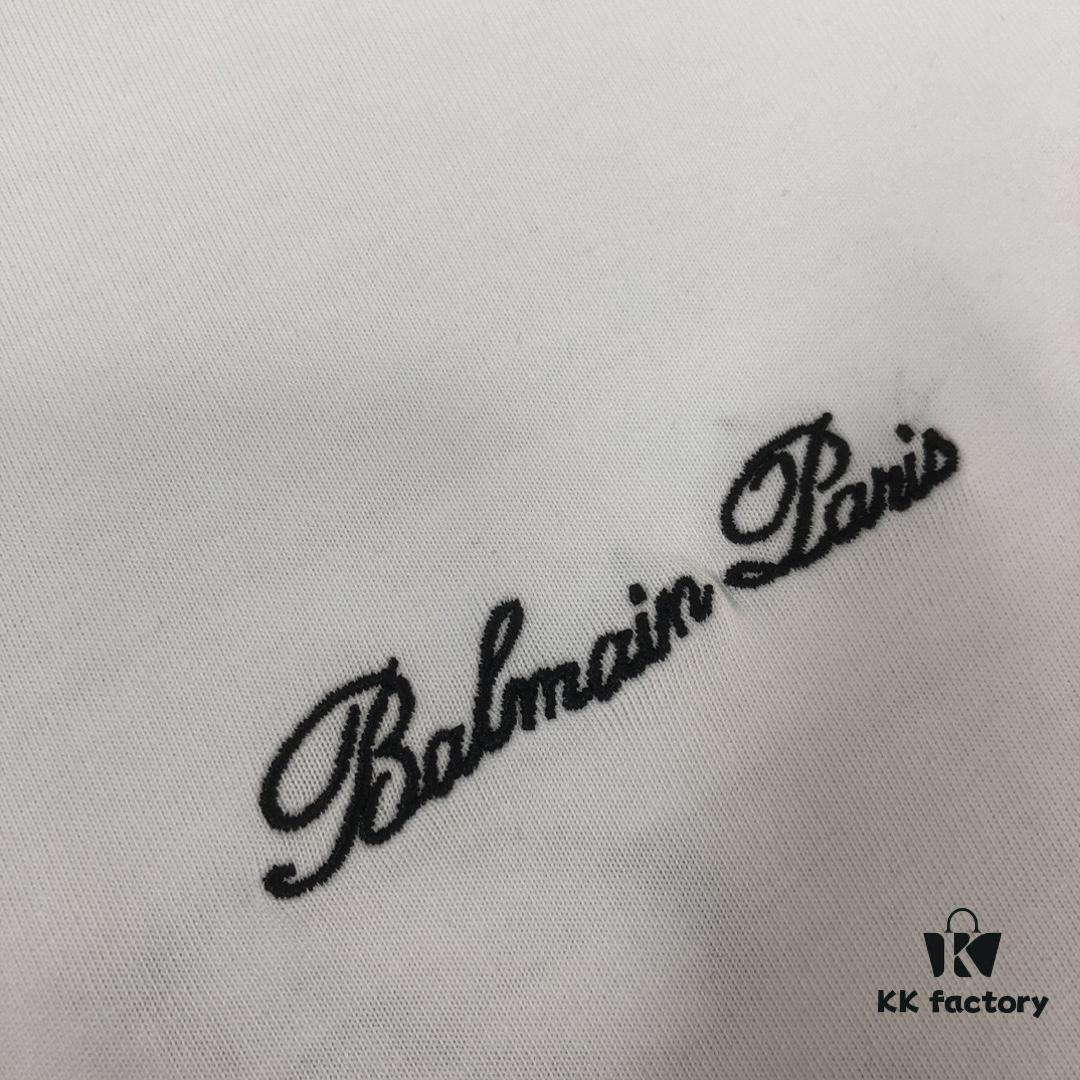 6931a4d9ccd8ab3d7af99295 BALMAIN 2025 SS Collection Counterpart Crew Neck Short Sleeve T-Shirt with Custom Embroidered Logo – Premium Heavyweight Cotton Fabric, Unisex Design