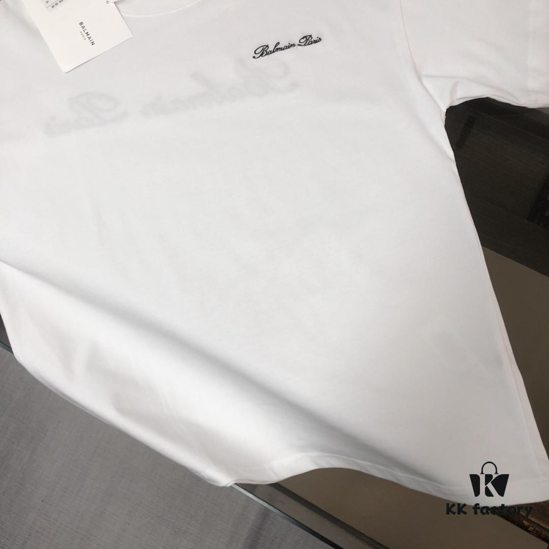 6931a4d9ccd8ab3d7af99296 BALMAIN 2025 SS Collection Counterpart Crew Neck Short Sleeve T-Shirt with Custom Embroidered Logo – Premium Heavyweight Cotton Fabric, Unisex Design