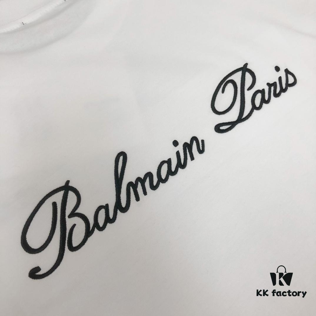 6931a4d9ccd8ab3d7af99298 BALMAIN 2025 SS Collection Counterpart Crew Neck Short Sleeve T-Shirt with Custom Embroidered Logo – Premium Heavyweight Cotton Fabric, Unisex Design