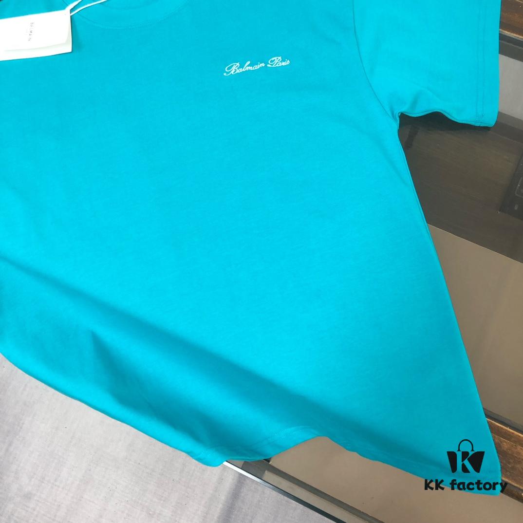 6931a4daccd8ab3d7af9929f BALMAIN 2025 SS Collection Round Neck Short Sleeve T-Shirt – Same Design as Official Counter – Front and Back Custom Embroidered Logo – Exclusive Fabric – Thick, Structured Build