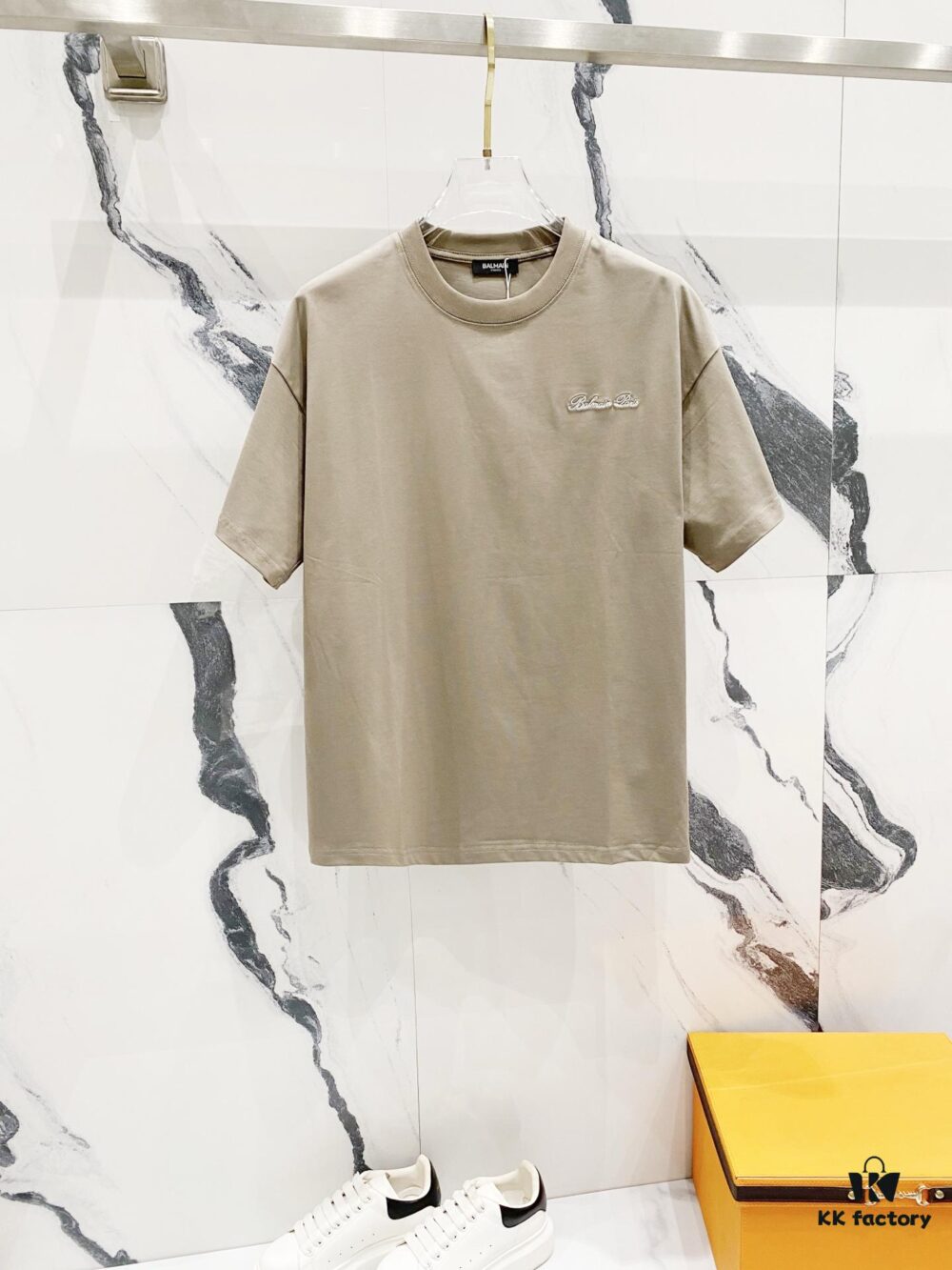 6931a4daccd8ab3d7af992a2 BALMAIN Crew Neck Short Sleeve T-Shirt 260g with Embroidered Logo