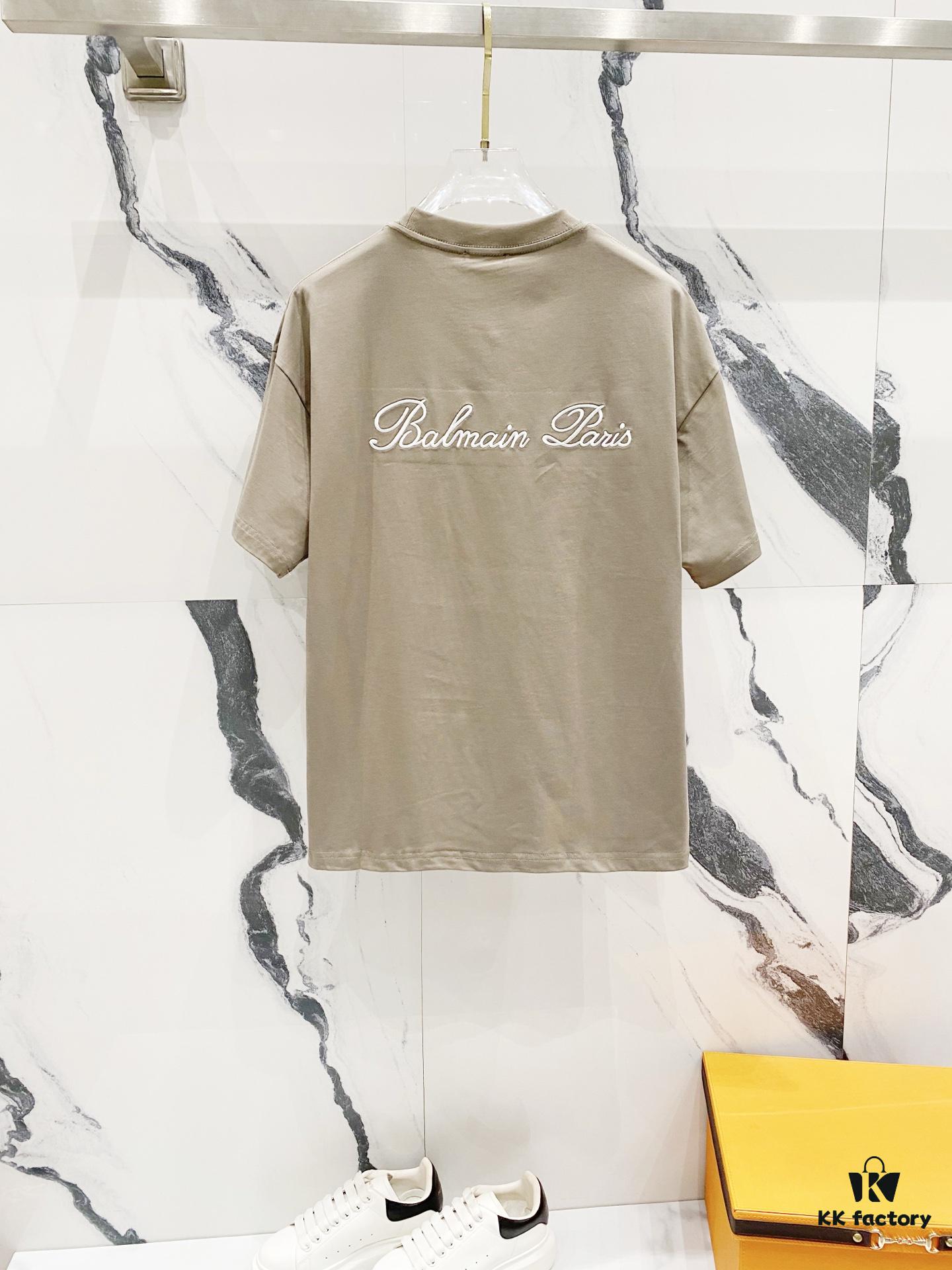 6931a4daccd8ab3d7af992a3 BALMAIN Crew Neck Short Sleeve T-Shirt 260g with Embroidered Logo