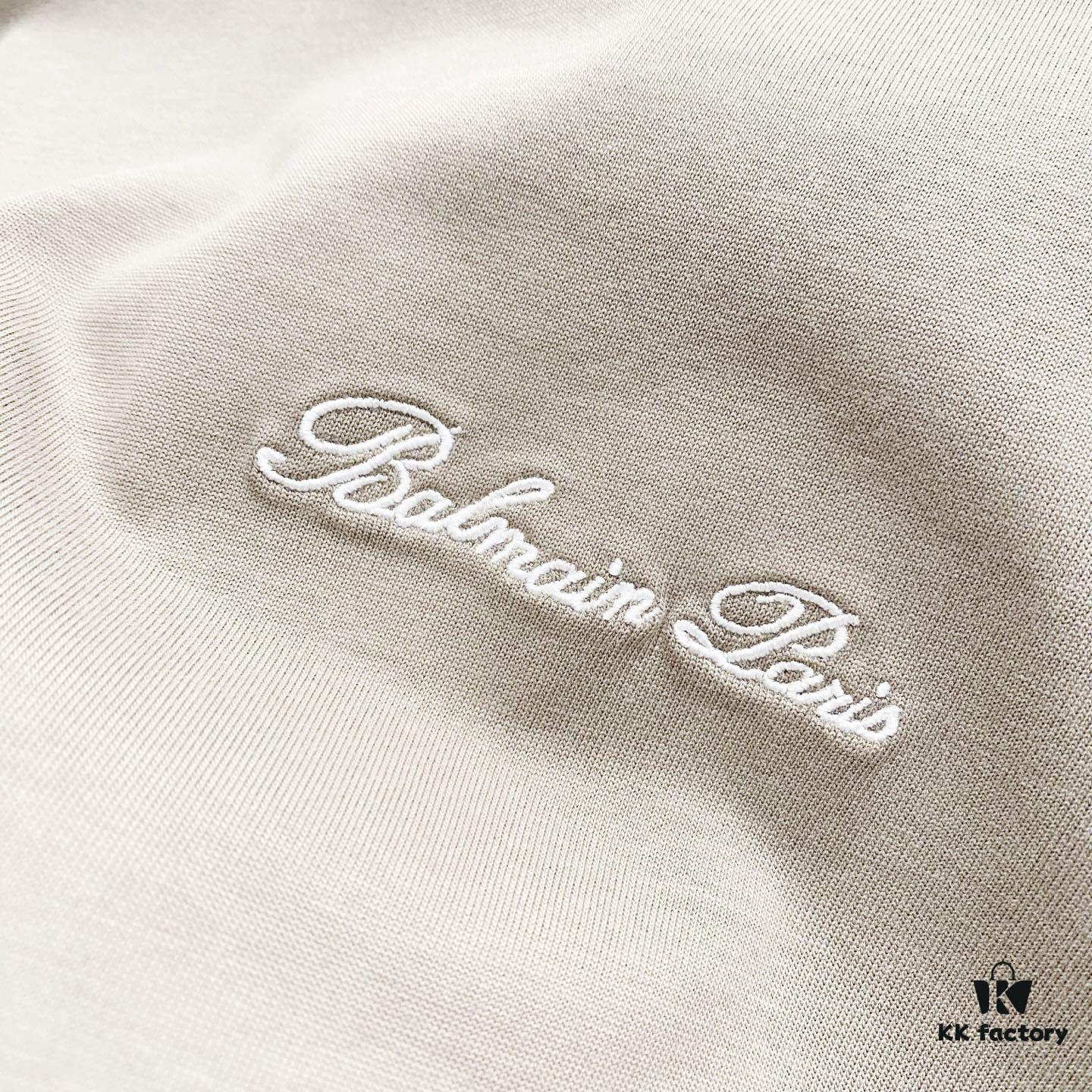 6931a4daccd8ab3d7af992a9 BALMAIN Crew Neck Short Sleeve T-Shirt 260g with Embroidered Logo