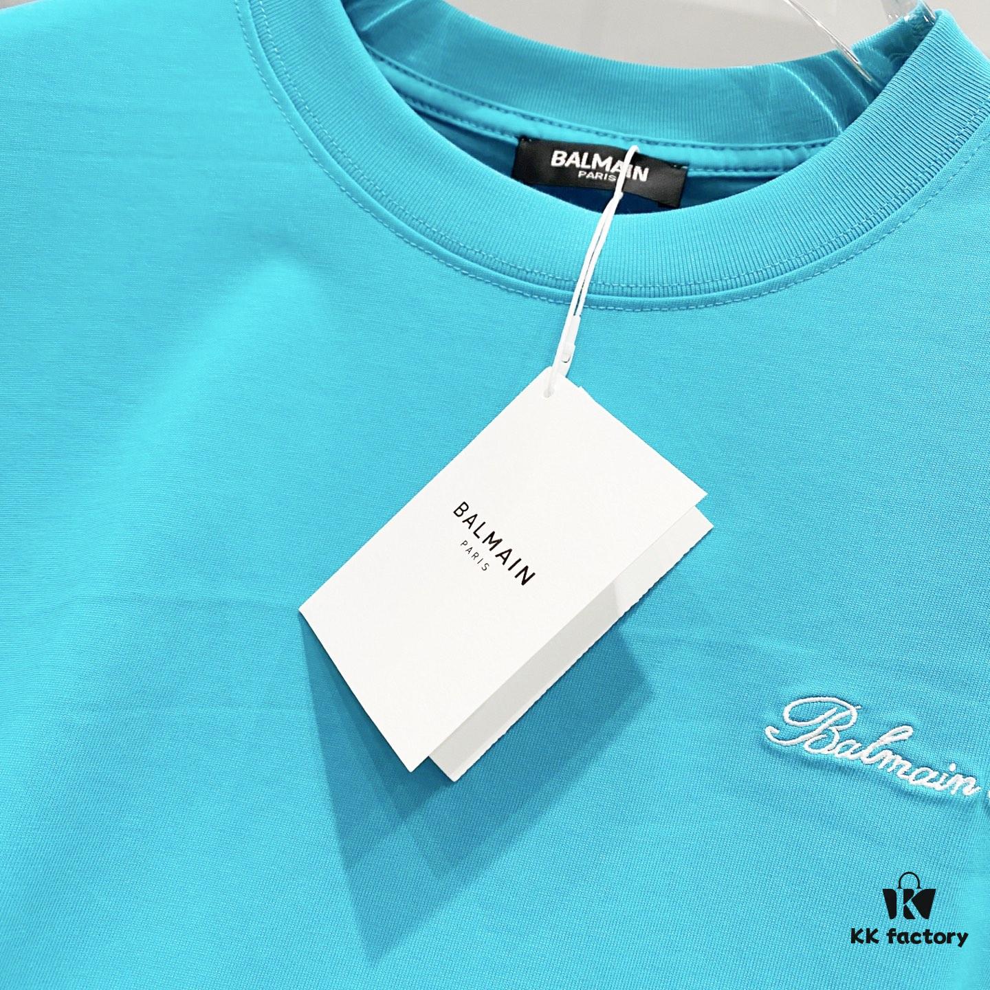 BALMAIN Crew Neck Short Sleeve T-Shirt 260g with Embroidered Logo