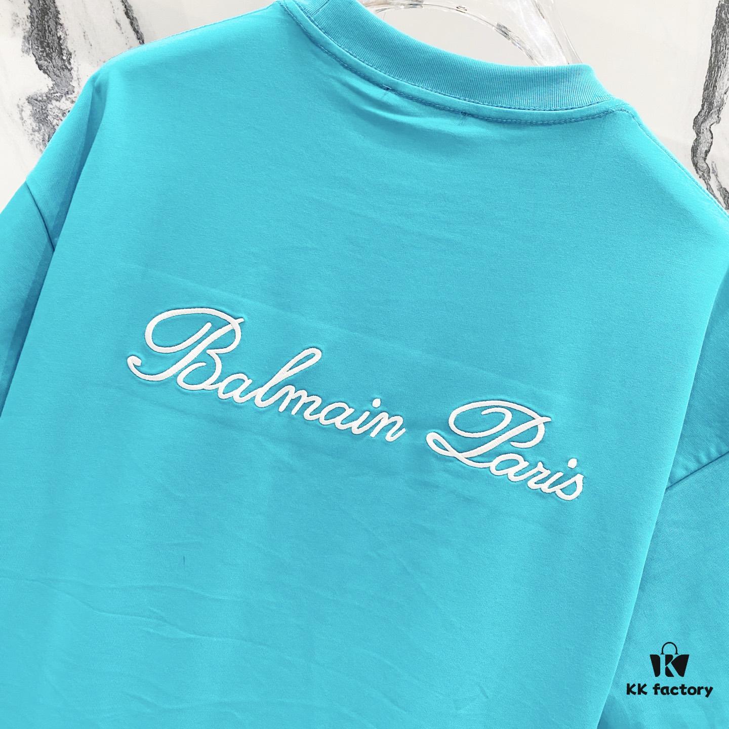 BALMAIN Crew Neck Short Sleeve T-Shirt 260g with Embroidered Logo