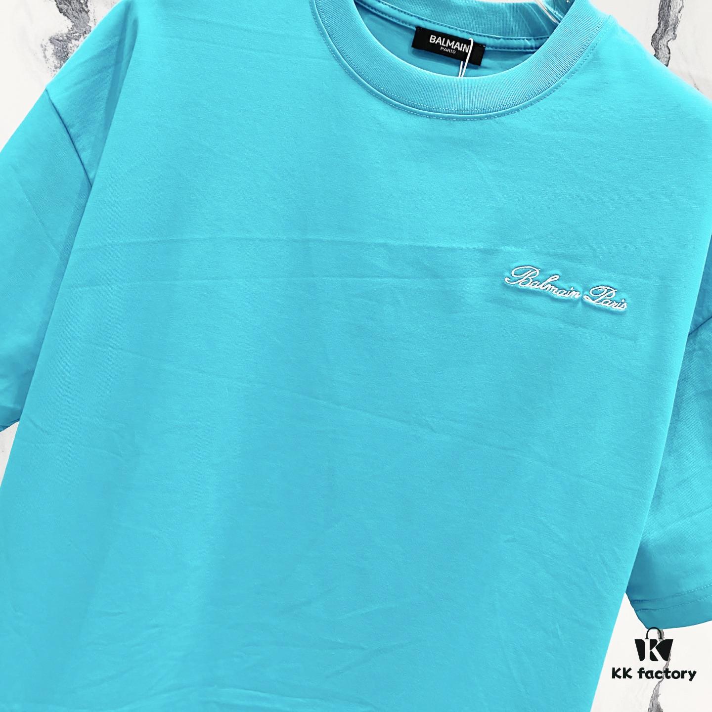 BALMAIN Crew Neck Short Sleeve T-Shirt 260g with Embroidered Logo