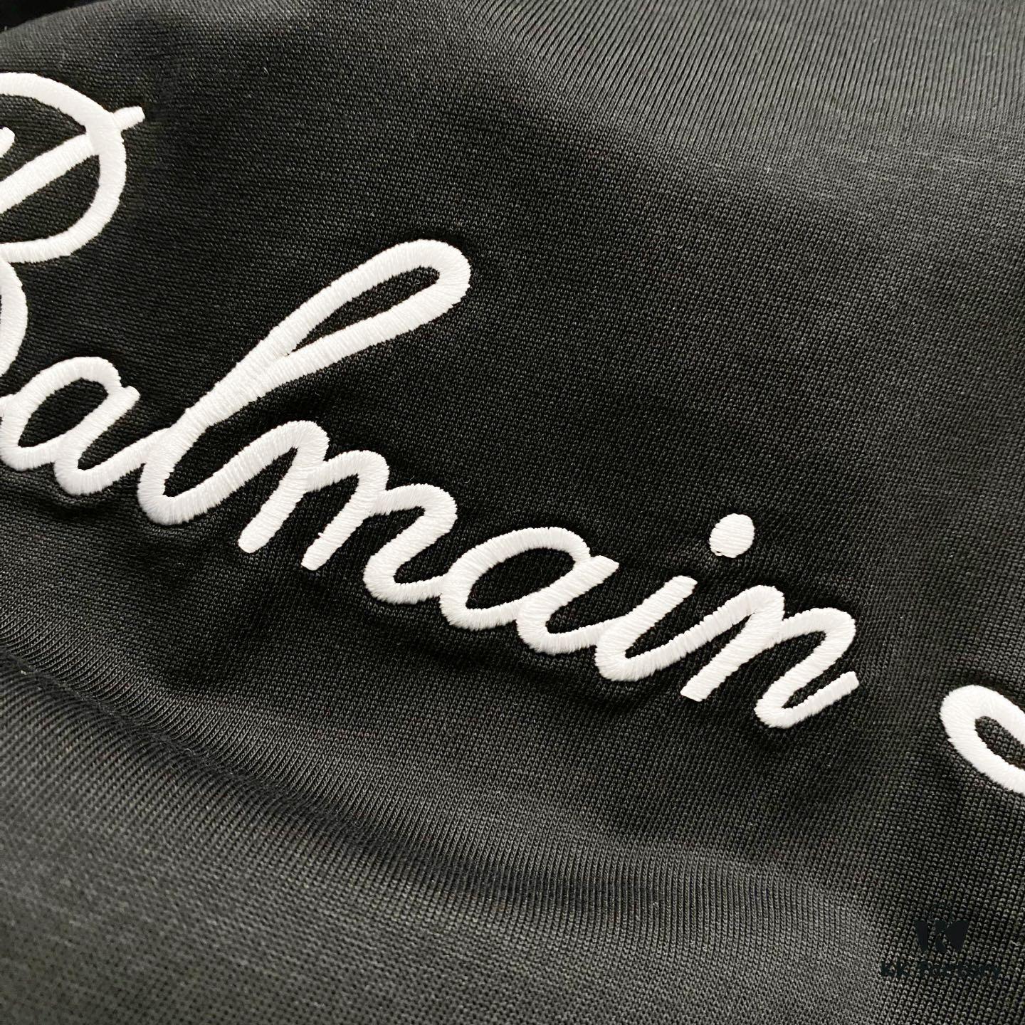 6931a4dcccd8ab3d7af992c7 BALMAIN 260g Crew Neck Short Sleeve T-Shirt with Embroidered Brand Logo
