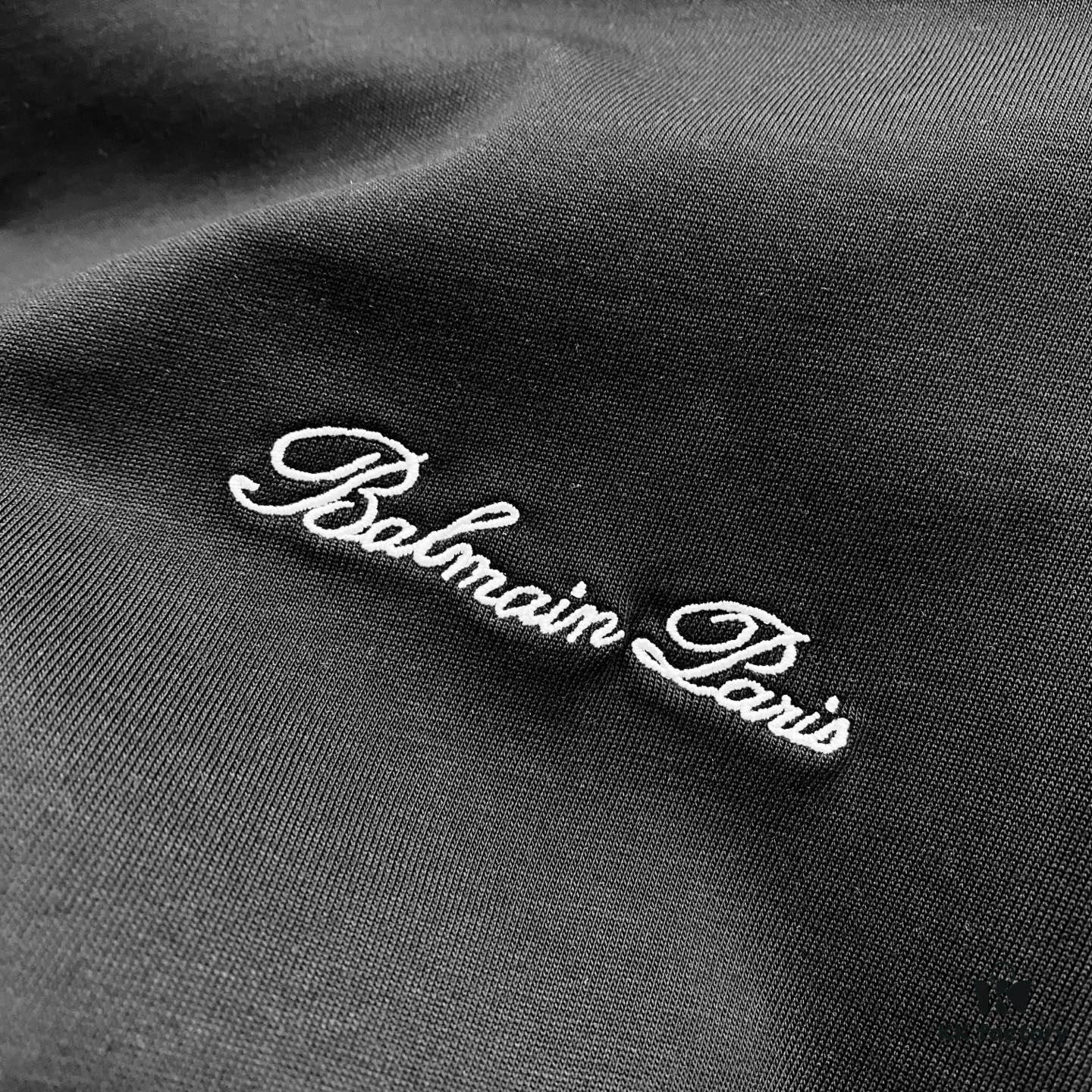 6931a4dcccd8ab3d7af992c8 BALMAIN 260g Crew Neck Short Sleeve T-Shirt with Embroidered Brand Logo