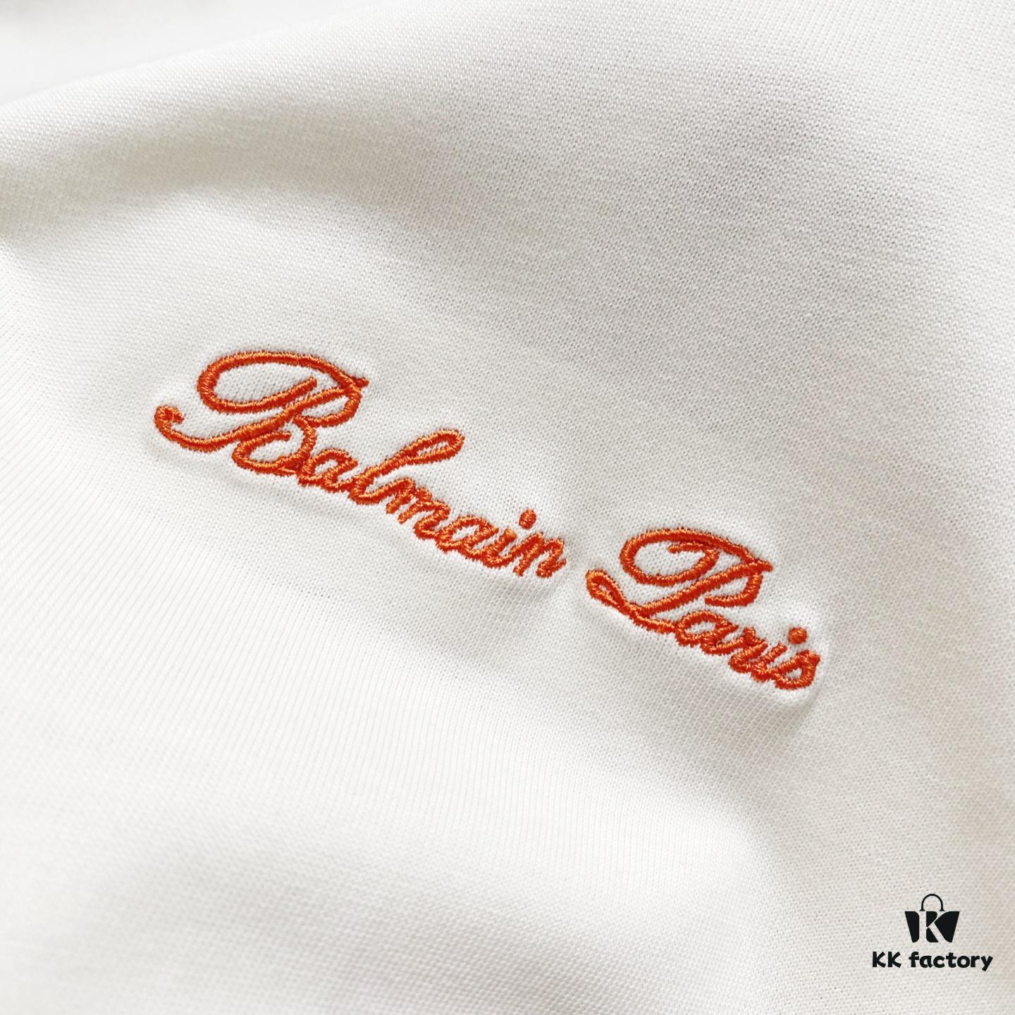 6931a4ddccd8ab3d7af992d2 BALMAIN Men's 260g Crew Neck Short Sleeve T-Shirt with Embroidered Logo and Brand Print