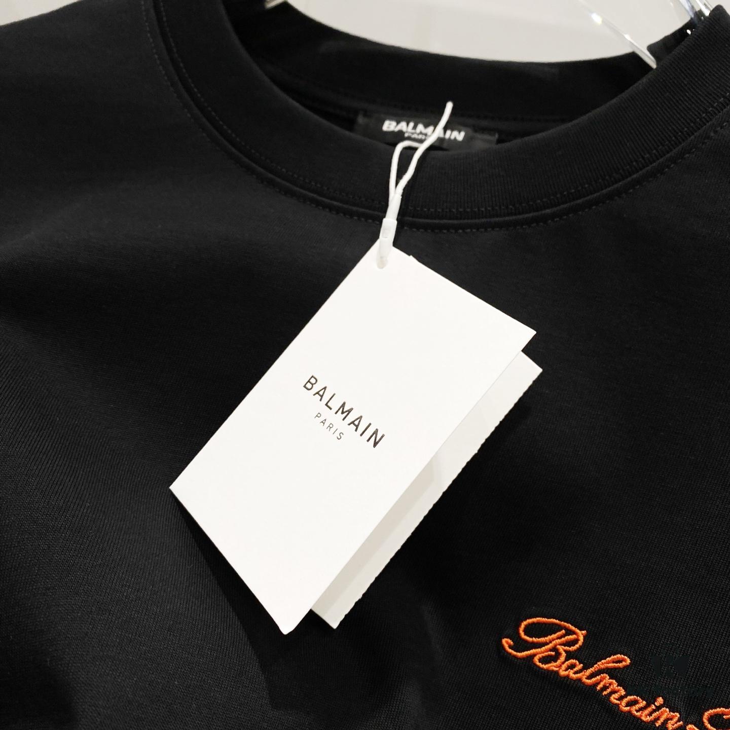 6931a4ddccd8ab3d7af992db BALMAIN 260g Crew Neck Short Sleeve T-Shirt Embroidered Small Letter Logo Saint Warrior Brand Print Design