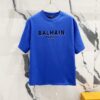 6931a4deccd8ab3d7af992e4 BALMAIN Men's 260g Crew Neck Short Sleeve T-Shirt with Brand Letter Flocked Overlapping Logo Print