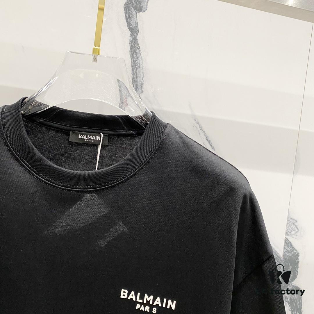 6931a4dfccd8ab3d7af992f8 BALMAIN Crew Neck Short Sleeve T-Shirt 260g