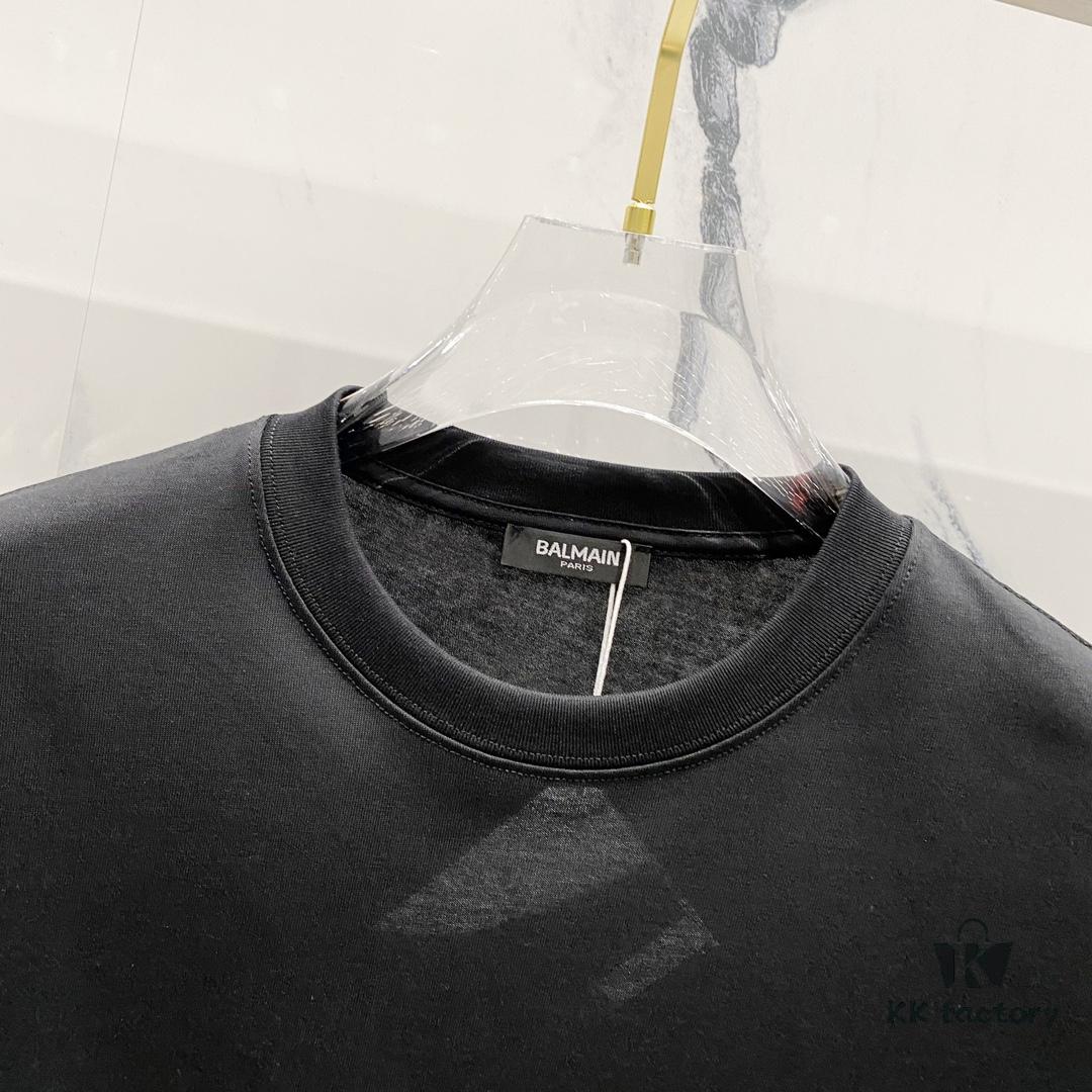6931a4dfccd8ab3d7af992fe BALMAIN Crew Neck Short Sleeve T-Shirt 260g