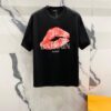 6931a4e0ccd8ab3d7af9931a BALMAIN Red Lip Print Round Neck Short Sleeve T-Shirt 260g