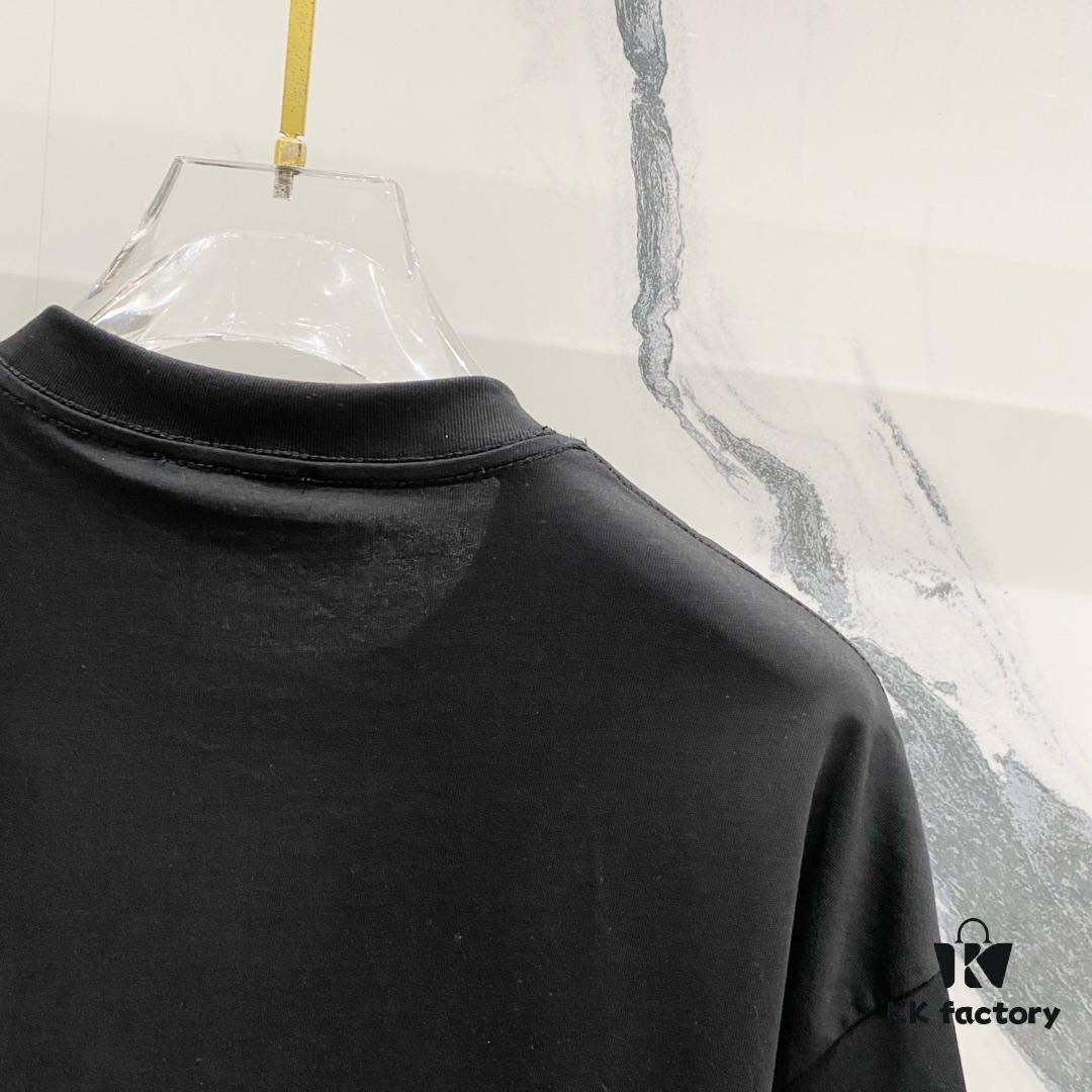 6931a4e2ccd8ab3d7af9932f BALMAIN 260g Crew Neck Short Sleeve T-Shirt with Brand Overlapping Letter Print Logo Design