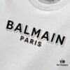 6931a4e2ccd8ab3d7af9933b BALMAIN Men's 260g Crew Neck Short Sleeve T-Shirt with Brand Letter Flocked Shadow Print Logo