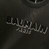 6931a4e3ccd8ab3d7af99343 BALMAIN Men's 260g Crew Neck Short Sleeve T-Shirt with Brand Letter Flocked Overlapping Logo Print