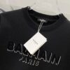 6931a4e3ccd8ab3d7af99344 BALMAIN Men's 260g Crew Neck Short Sleeve T-Shirt with Brand Letter Flocked Overlapping Logo Print