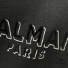 6931a4e3ccd8ab3d7af99345 BALMAIN Men's 260g Crew Neck Short Sleeve T-Shirt with Brand Letter Flocked Overlapping Logo Print