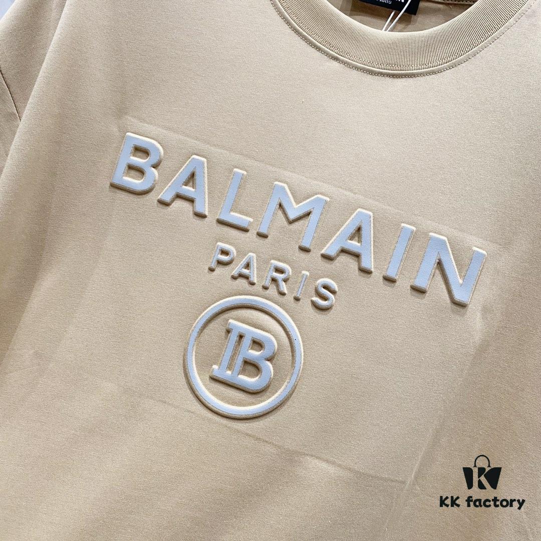 6931a4e3ccd8ab3d7af99350 BALMAIN 260g Crew Neck Short Sleeve T-Shirt with Reflective 3M Logo