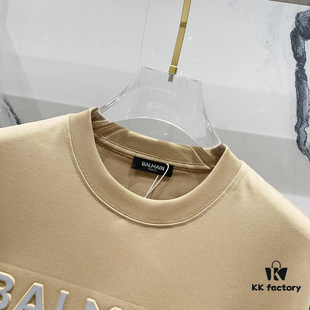 6931a4e3ccd8ab3d7af99352 BALMAIN 260g Crew Neck Short Sleeve T-Shirt with Reflective 3M Logo