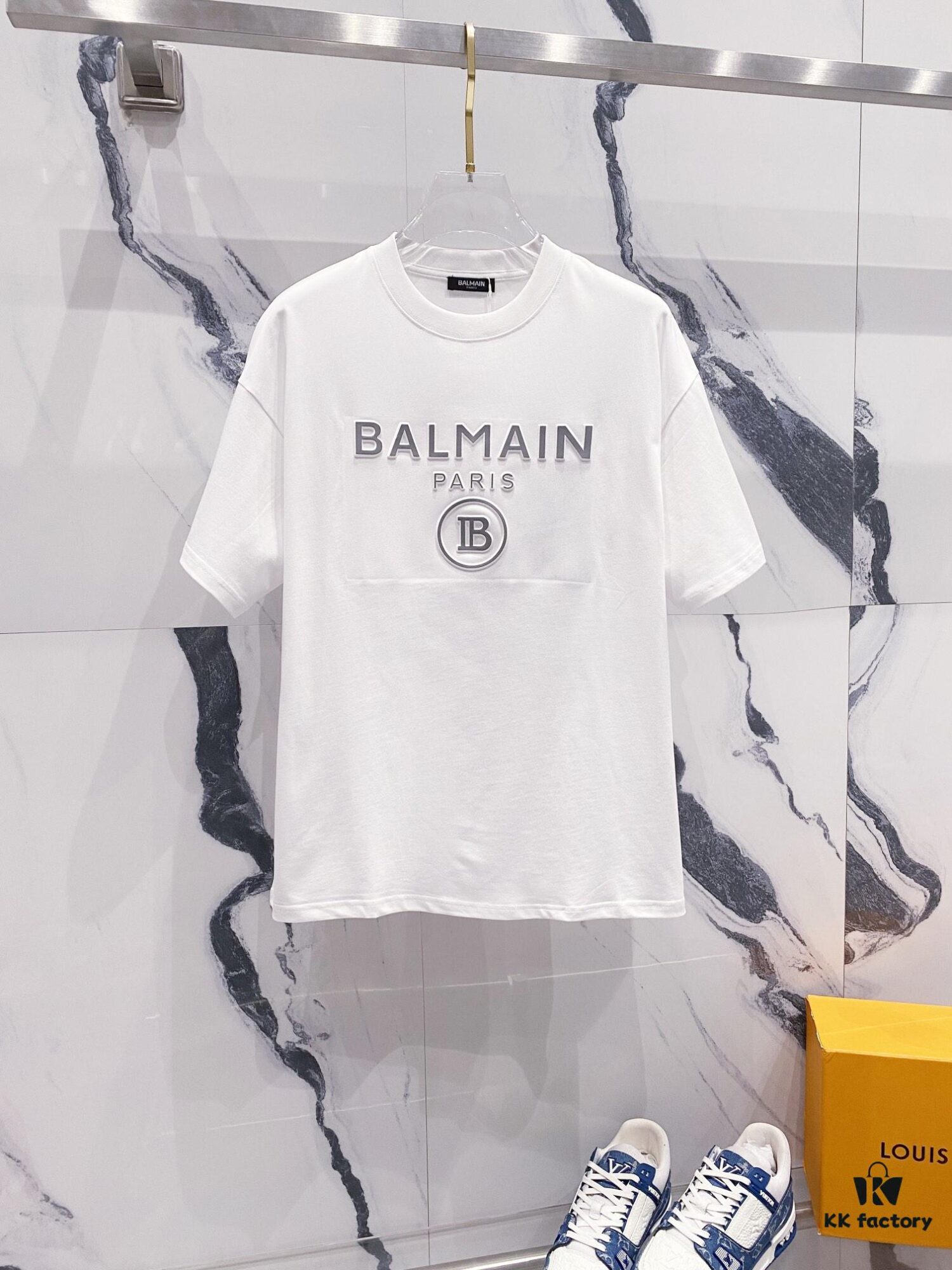 6931a4e4ccd8ab3d7af99353 BALMAIN 260g Round Neck Short Sleeve T-Shirt with Reflective 3M Brand Embossed Logo
