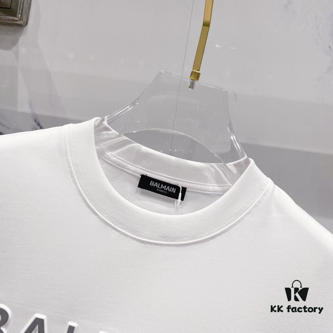 6931a4e4ccd8ab3d7af99359 BALMAIN 260g Round Neck Short Sleeve T-Shirt with Reflective 3M Brand Embossed Logo