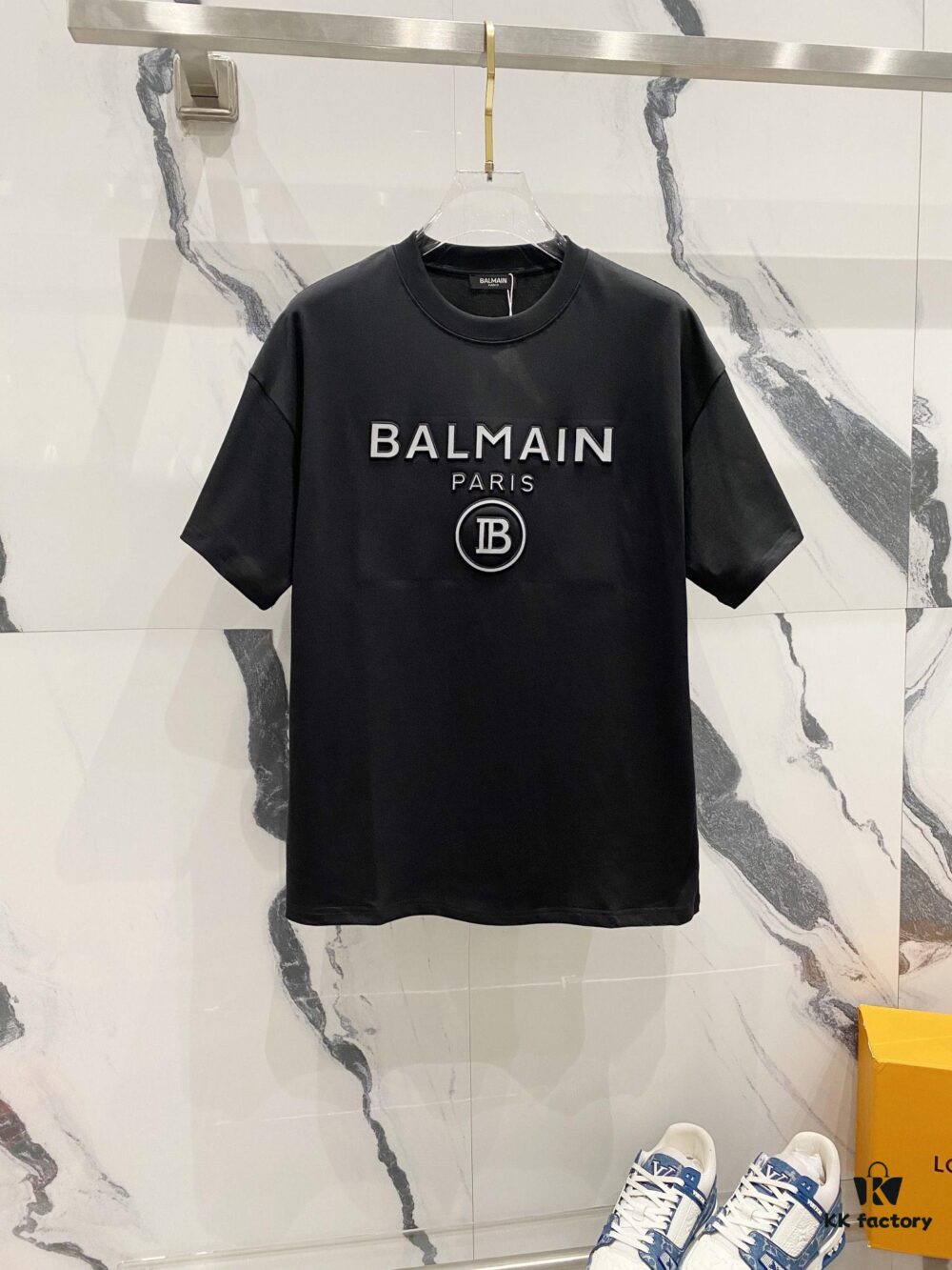 6931a4e4ccd8ab3d7af9935d BALMAIN 260g Crew Neck Short Sleeve T-Shirt with Reflective 3M Logo