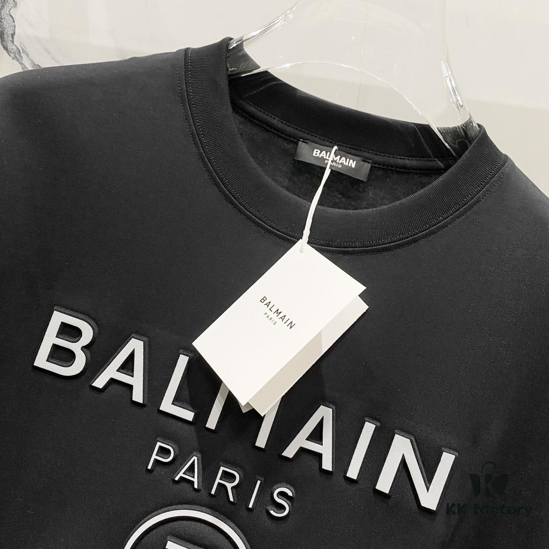 6931a4e4ccd8ab3d7af99361 BALMAIN 260g Crew Neck Short Sleeve T-Shirt with Reflective 3M Logo