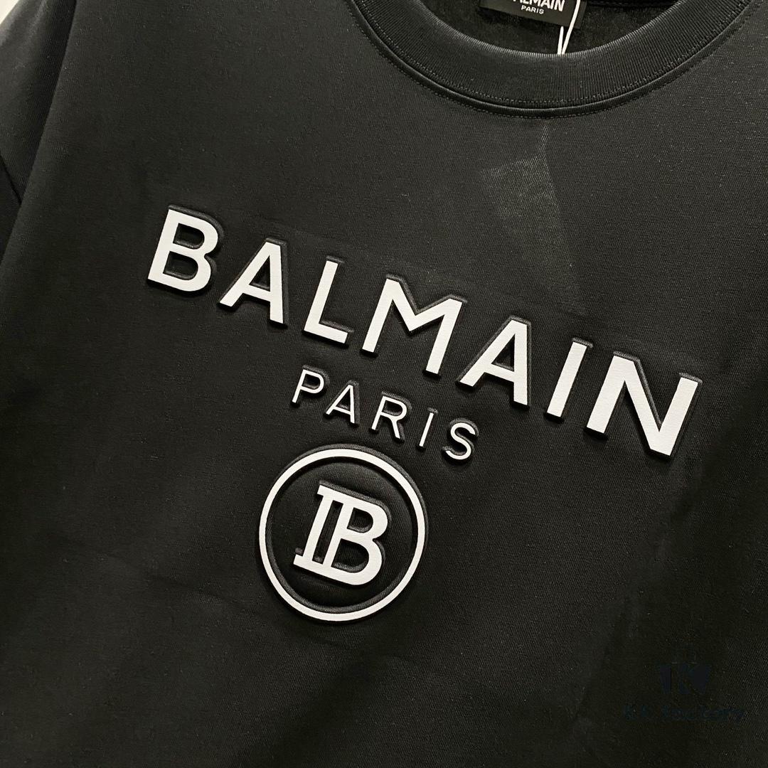 6931a4e4ccd8ab3d7af99362 BALMAIN 260g Crew Neck Short Sleeve T-Shirt with Reflective 3M Logo