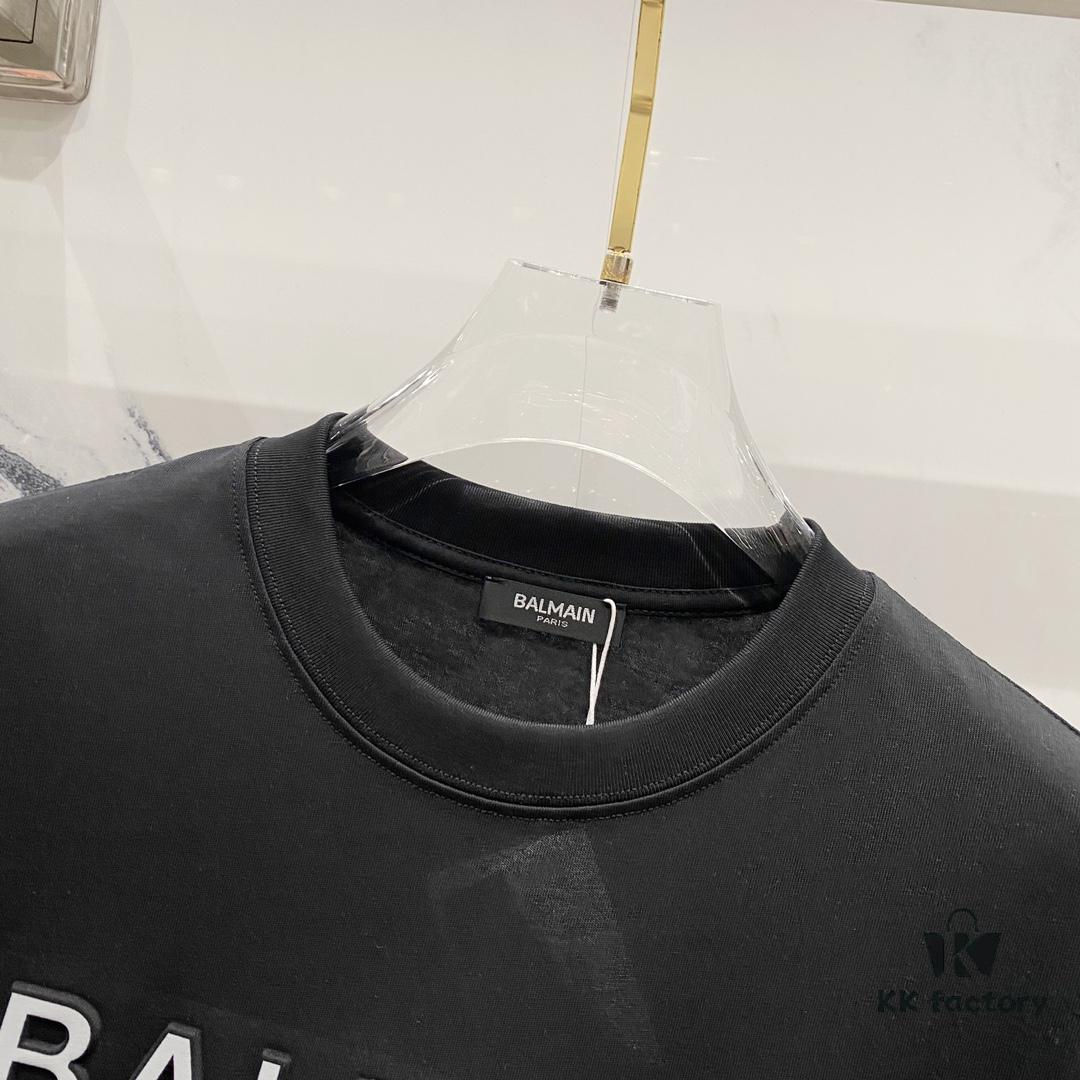 6931a4e5ccd8ab3d7af99366 BALMAIN 260g Crew Neck Short Sleeve T-Shirt with Reflective 3M Logo