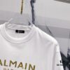 6931a4e6ccd8ab3d7af99382 BALMAIN Crew Neck Short Sleeve T-Shirt 260g Classic Gold Foil Logo Print