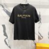 6931a4e6ccd8ab3d7af9938a BALMAIN 260g Crew Neck Short Sleeve T-Shirt with Classic Gold Foil Logo Print