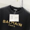 6931a4e7ccd8ab3d7af9938e BALMAIN 260g Crew Neck Short Sleeve T-Shirt with Classic Gold Foil Logo Print