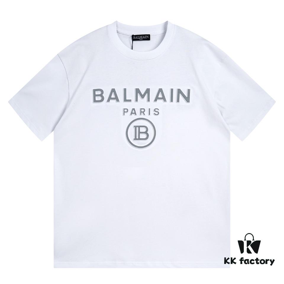 6931a4e7ccd8ab3d7af99394 BALMAN Balmain Round Neck Short Sleeve T-Shirt with Minimalist 3D Letter Print Logo, Premium Upgrade