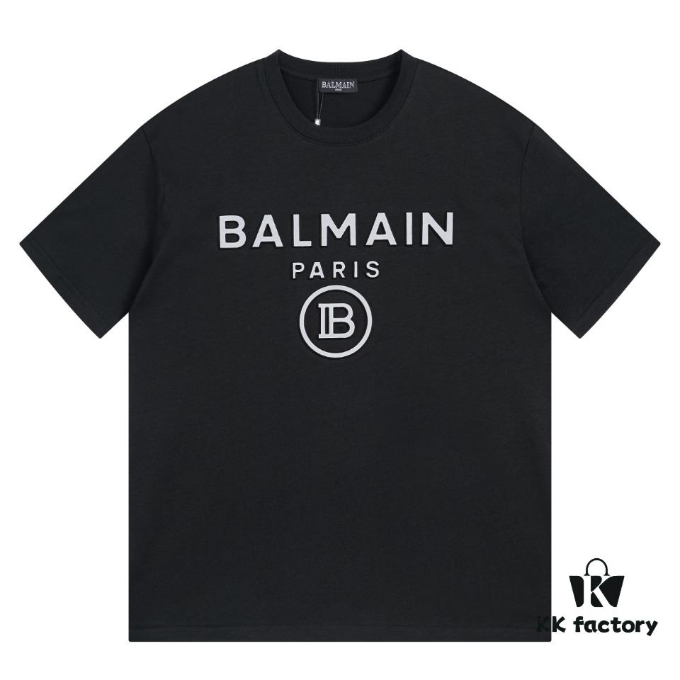 6931a4e8ccd8ab3d7af9939d BALMAN Round Neck Short Sleeve T-Shirt with Minimalist 3D Letter Print Logo
