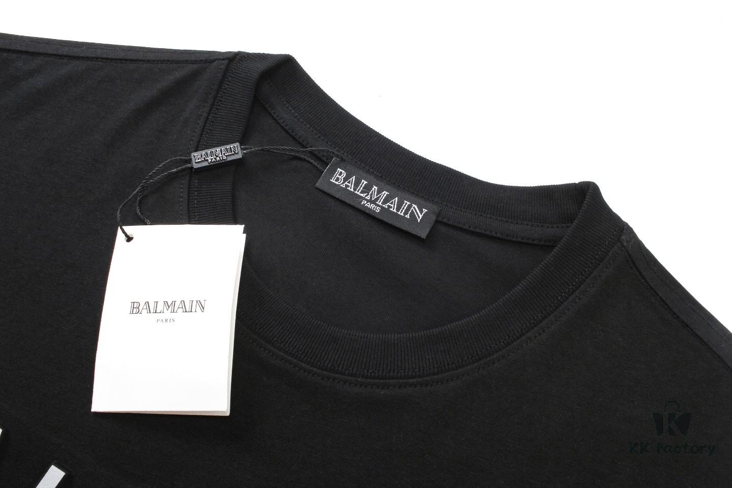 6931a4e8ccd8ab3d7af993a0 BALMAN Round Neck Short Sleeve T-Shirt with Minimalist 3D Letter Print Logo