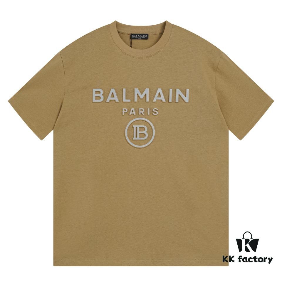 6931a4e8ccd8ab3d7af993a6 BALMAN Round Neck Short Sleeve T-Shirt with Minimalist 3D Letter Print Logo