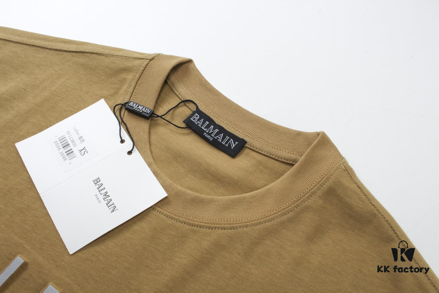 6931a4e8ccd8ab3d7af993a9 BALMAN Round Neck Short Sleeve T-Shirt with Minimalist 3D Letter Print Logo