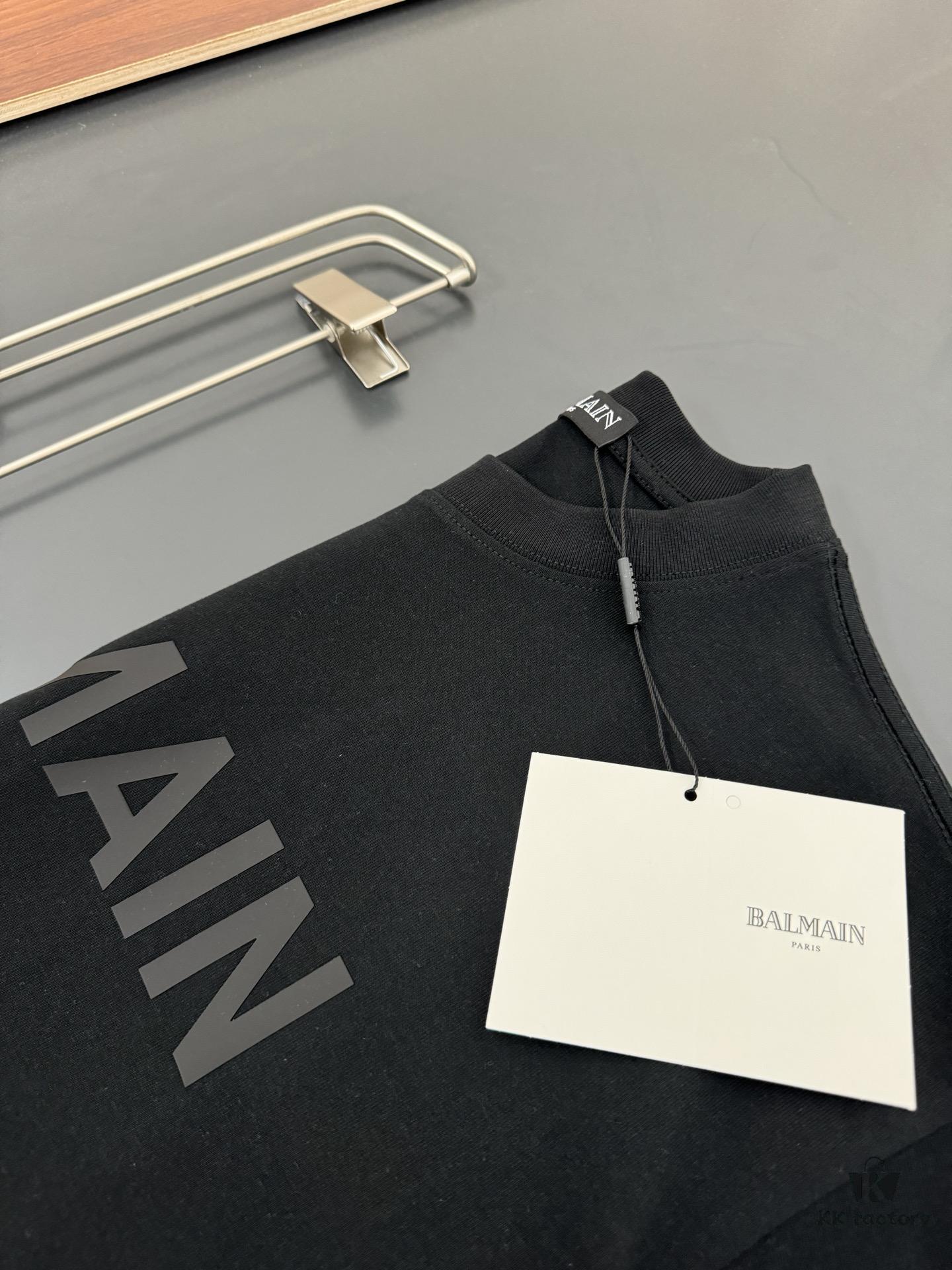 6931a4eaccd8ab3d7af993d4 Balmain Heavyweight 320g Cotton T-Shirt, Thick and Breathable Loose-Fit Fashion Short-Sleeve Crew Neck Tee for Spring and Summer